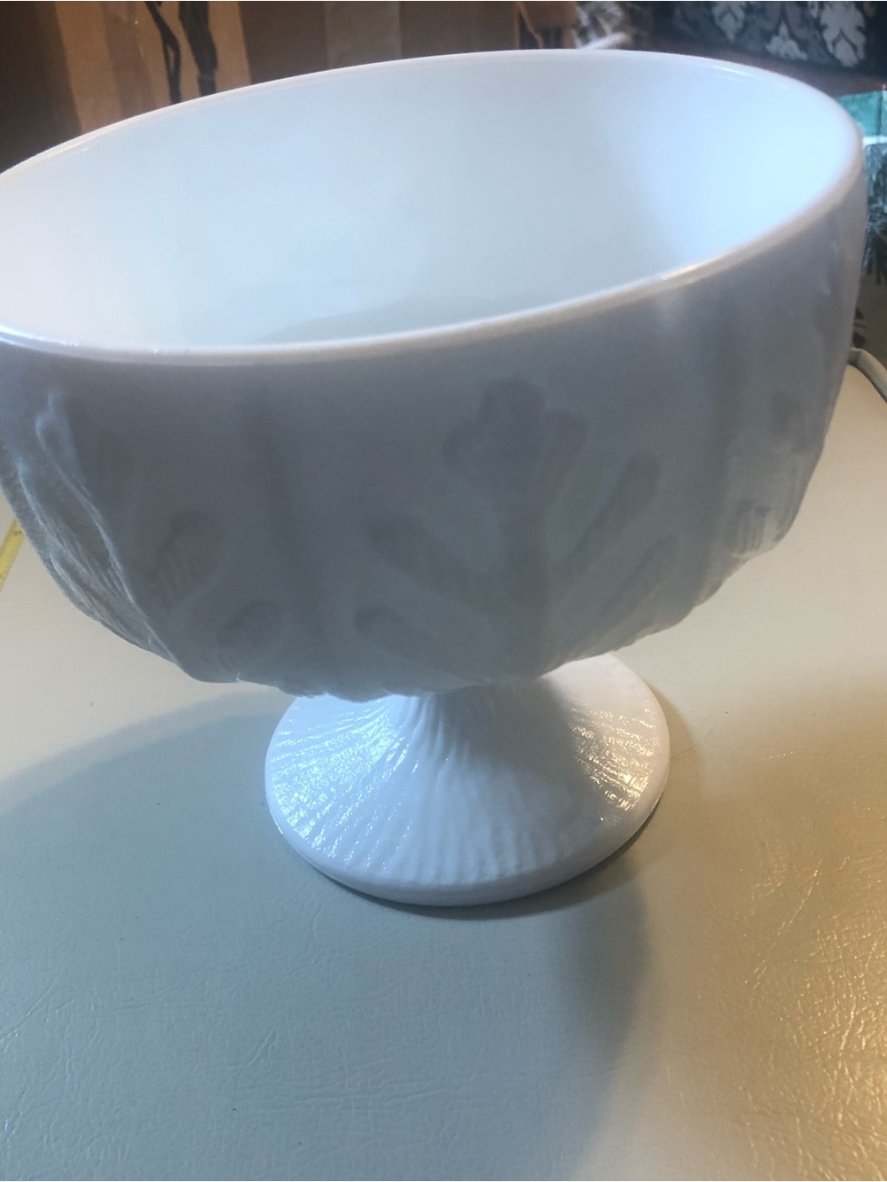 White Milk Glass Pedestal Bowl - Brand